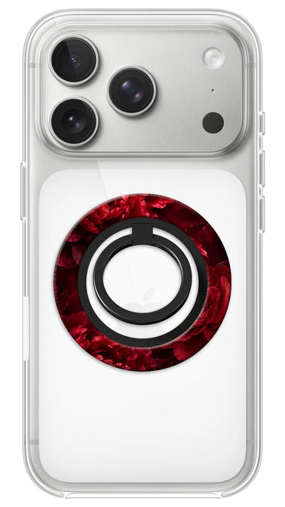 Bague Téléphone Magnétique Prestige Carmin, bague magnétique fixée au dos du téléphone, pour une prise en main sûre et un support vidéo pratique
