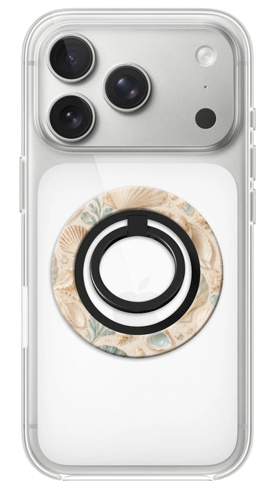 Bague Téléphone Magnétique Prestige Coquillage, bague magnétique fixée au dos du téléphone, pour une prise en main sûre et un support vidéo pratique