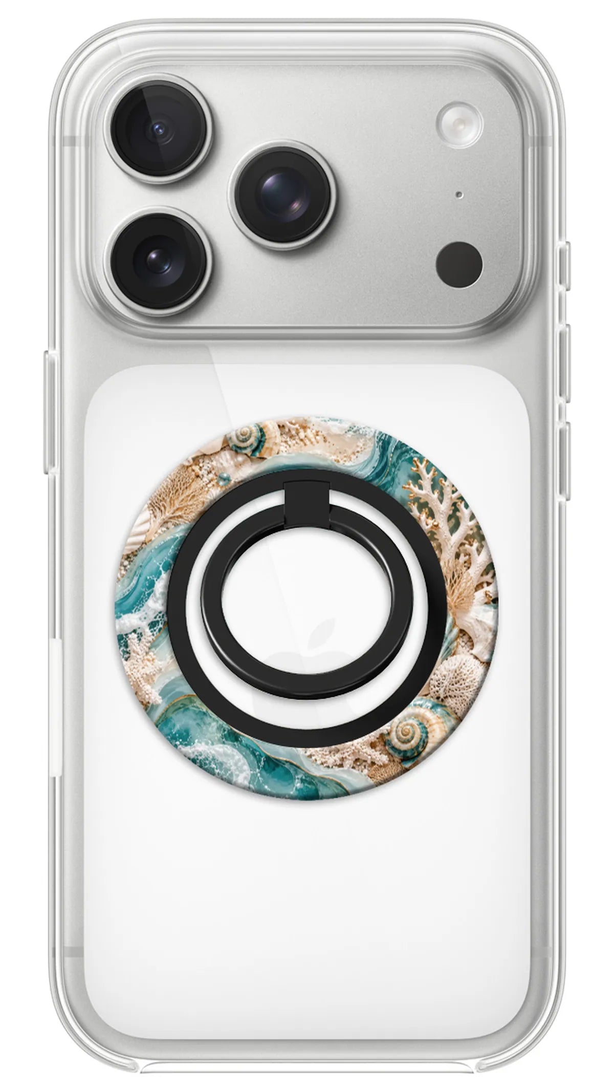 Bague Téléphone Magnétique Prestige Corail Bleu, bague magnétique fixée au dos du téléphone, pour une prise en main sûre et un support vidéo pratique