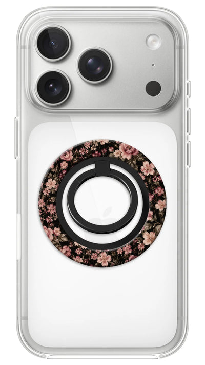 Bague Téléphone Magnétique Prestige Fleurette, bague magnétique fixée au dos du téléphone, pour une prise en main sûre et un support vidéo pratique