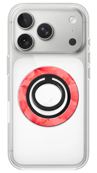 Bague Téléphone Magnétique Prestige Hibiscus, bague magnétique fixée au dos du téléphone, pour une prise en main sûre et un support vidéo pratique