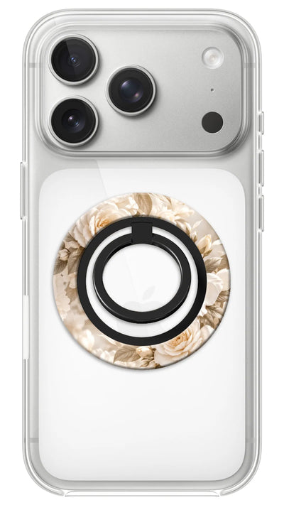 Bague Téléphone Magnétique Prestige Ivoire, bague magnétique fixée au dos du téléphone, pour une prise en main sûre et un support vidéo pratique