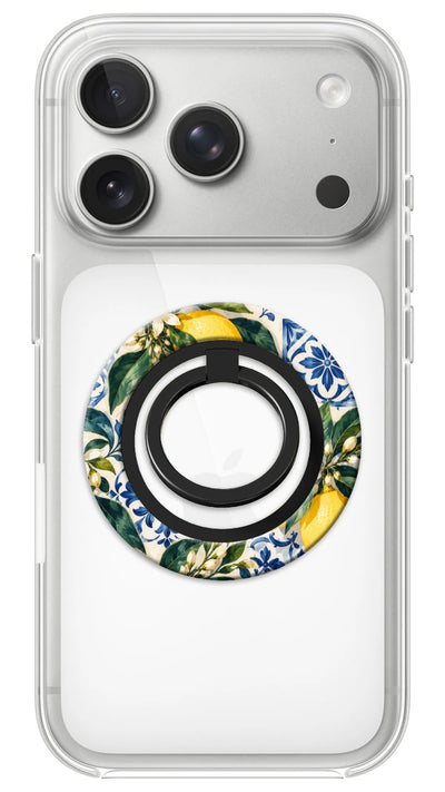 Bague Téléphone Magnétique Prestige Limone, bague magnétique fixée au dos du téléphone, pour une prise en main sûre et un support vidéo pratique
