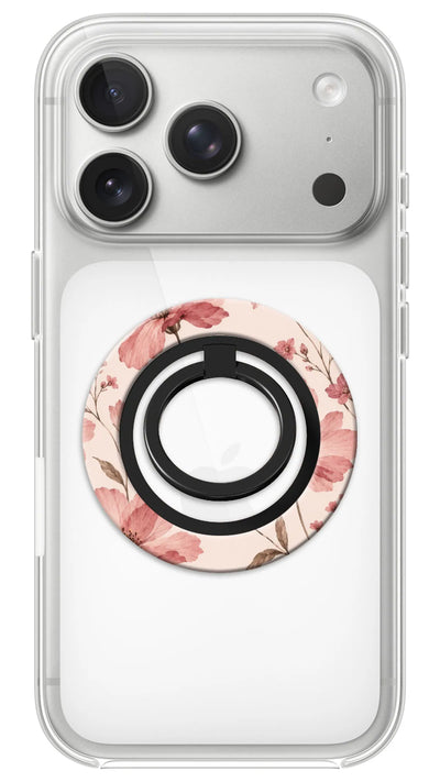 Bague Téléphone Magnétique Prestige Magnolia Rose, bague magnétique fixée au dos du téléphone, pour une prise en main sûre et un support vidéo pratique