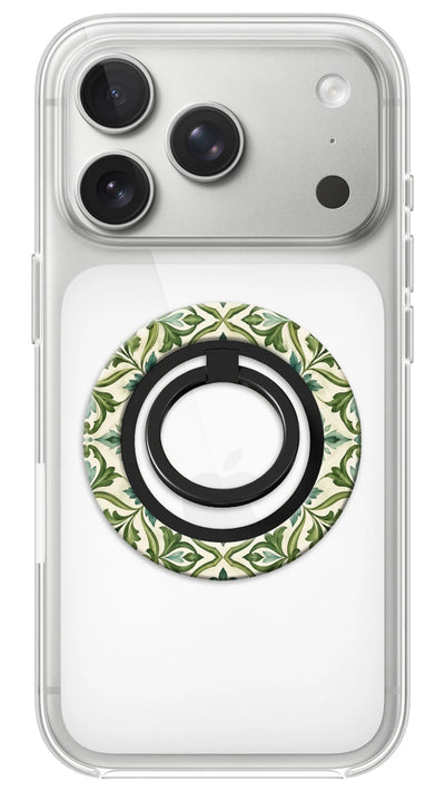 Bague Téléphone Magnétique Prestige Majolica, bague magnétique fixée au dos du téléphone, pour une prise en main sûre et un support vidéo pratique