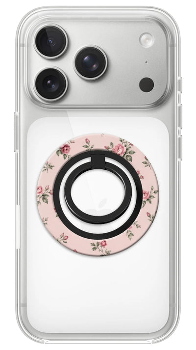 Bague Téléphone Magnétique Prestige Mini Rose, bague magnétique fixée au dos du téléphone, pour une prise en main sûre et un support vidéo pratique