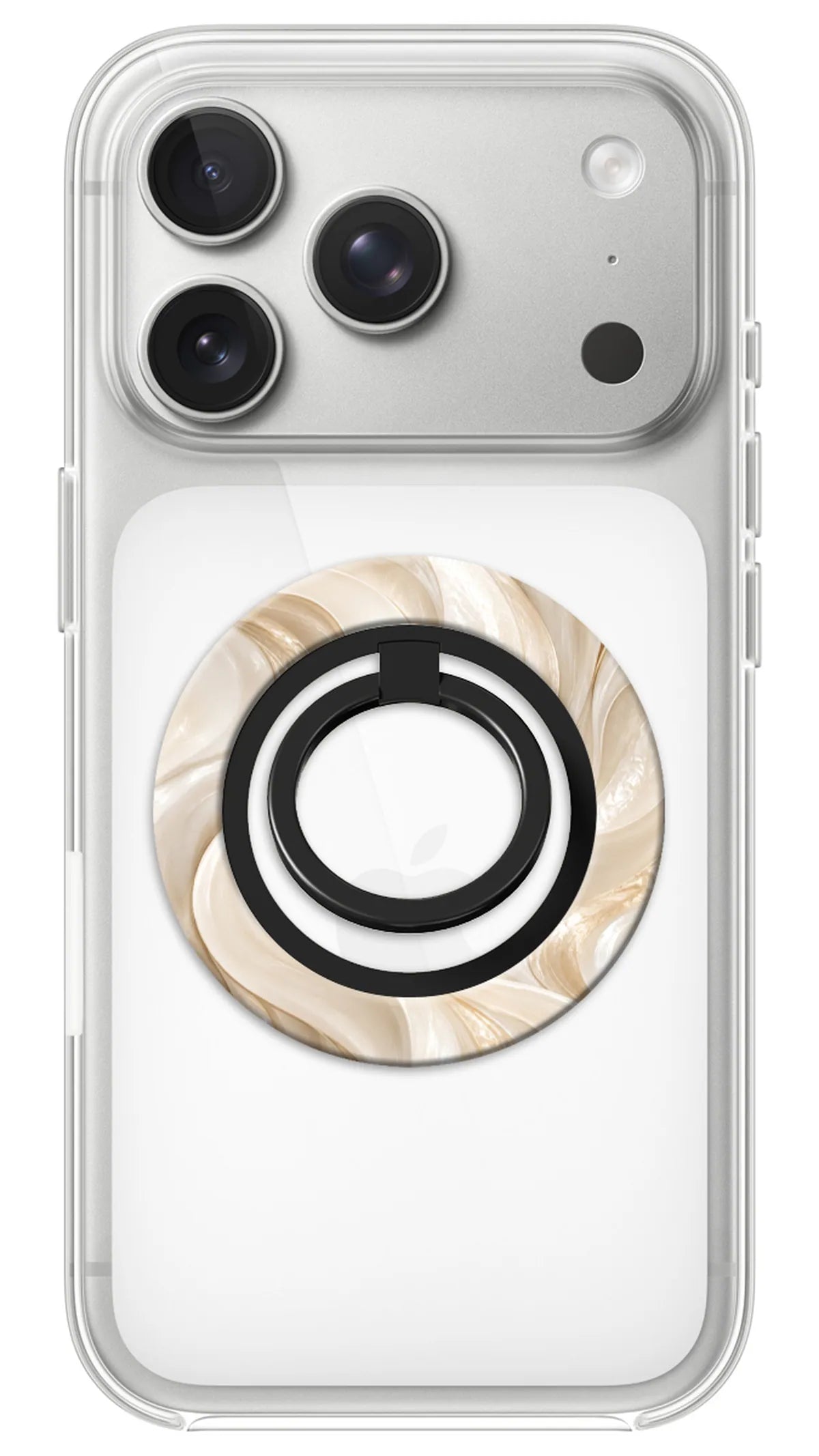 Bague Téléphone Magnétique Prestige Nacre, bague magnétique fixée au dos du téléphone, pour une prise en main sûre et un support vidéo pratique