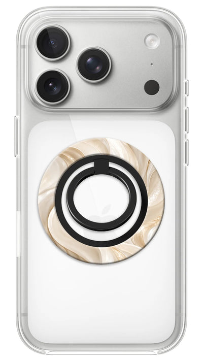 Bague Téléphone Magnétique Prestige Nacre, bague magnétique fixée au dos du téléphone, pour une prise en main sûre et un support vidéo pratique