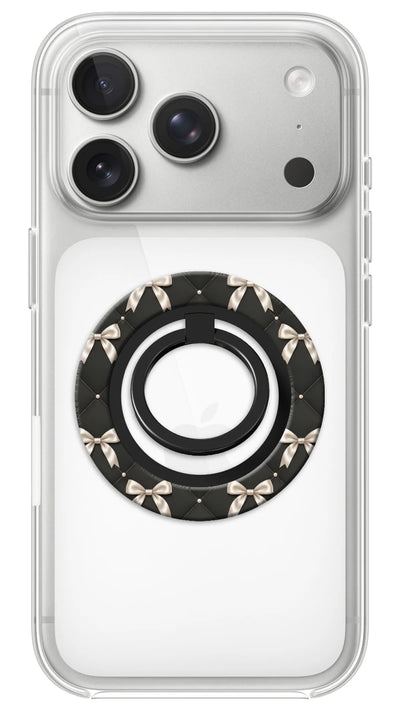 Bague Téléphone Magnétique Prestige Nœuds Nuit, bague magnétique fixée au dos du téléphone, pour une prise en main sûre et un support vidéo pratique