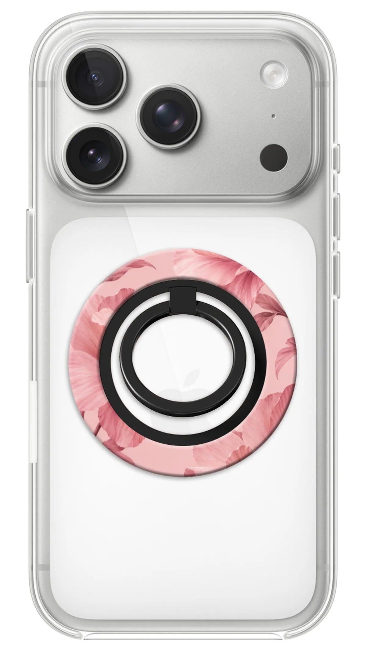 Bague Téléphone Magnétique Prestige Pavot Rose, bague magnétique fixée au dos du téléphone, pour une prise en main sûre et un support vidéo pratique