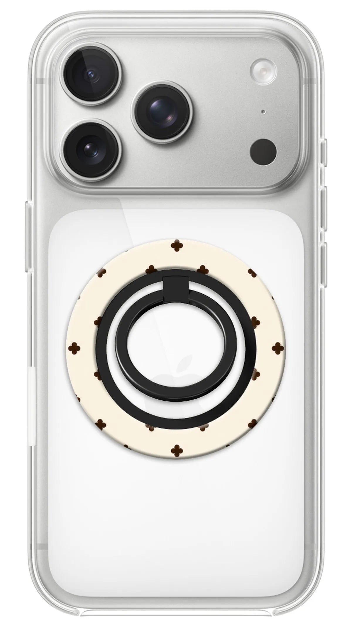 Bague Téléphone Magnétique Prestige Pois Crème, bague magnétique fixée au dos du téléphone, pour une prise en main sûre et un support vidéo pratique