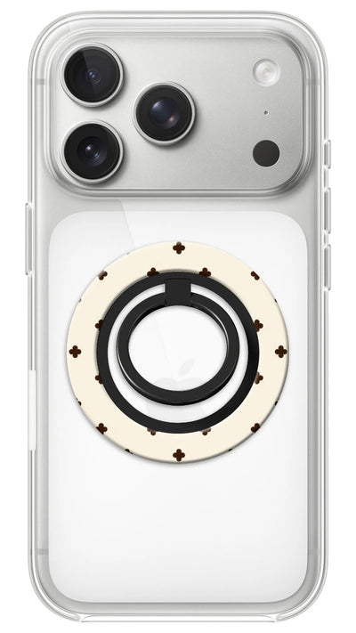 Bague Téléphone Magnétique Prestige Pois Crème, bague magnétique fixée au dos du téléphone, pour une prise en main sûre et un support vidéo pratique