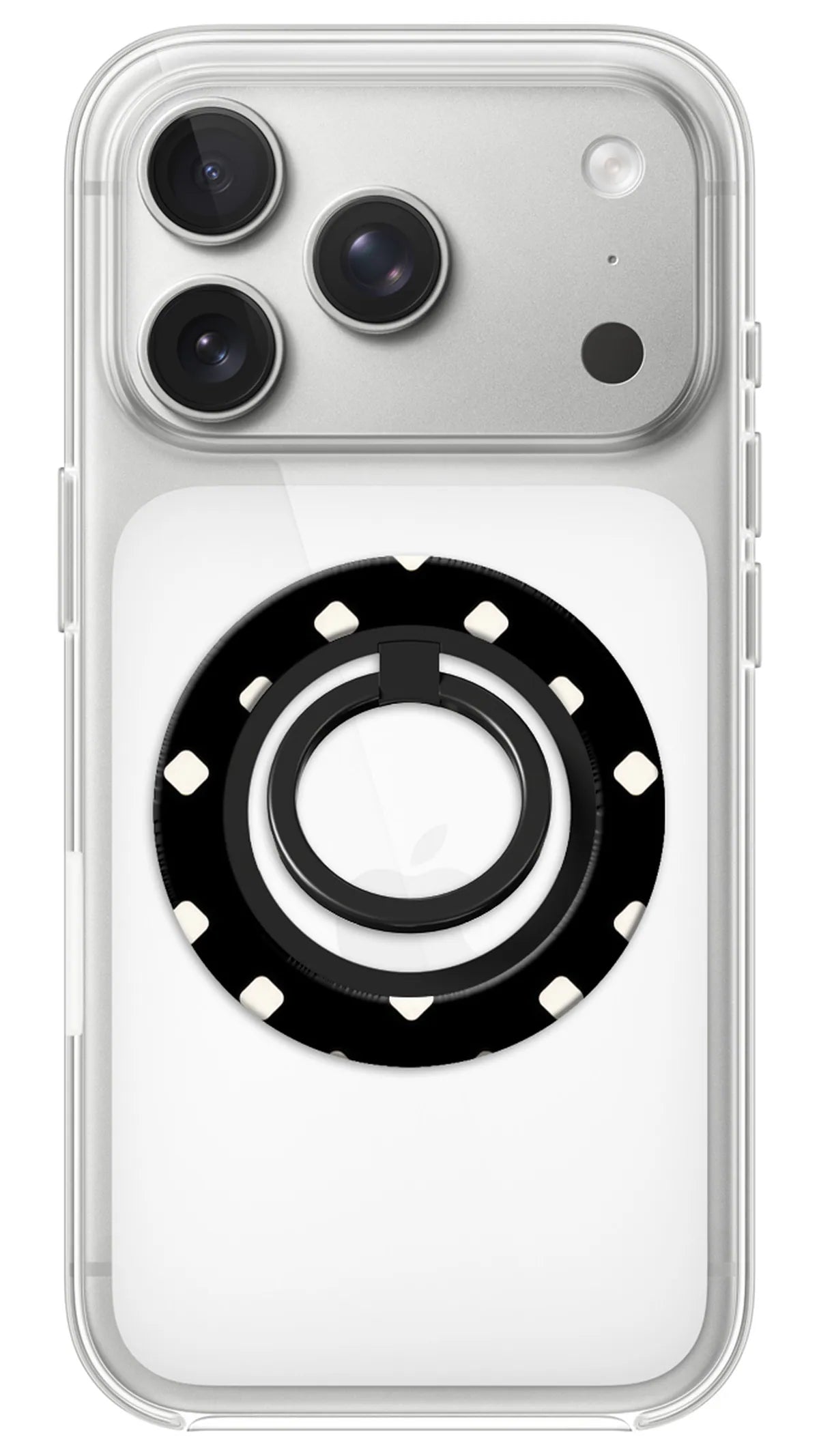 Bague Téléphone Magnétique Prestige Pois Noir, bague magnétique fixée au dos du téléphone, pour une prise en main sûre et un support vidéo pratique