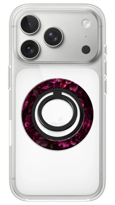 Bague Téléphone Magnétique Prestige Prune, bague magnétique fixée au dos du téléphone, pour une prise en main sûre et un support vidéo pratique