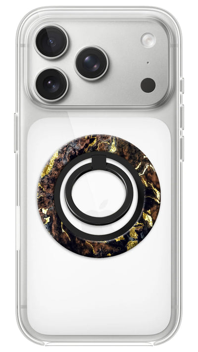 Bague Téléphone Magnétique Prestige Pyrite, bague magnétique fixée au dos du téléphone, pour une prise en main sûre et un support vidéo pratique