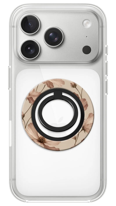 Bague Téléphone Magnétique Prestige Sépia, bague magnétique fixée au dos du téléphone, pour une prise en main sûre et un support vidéo pratique