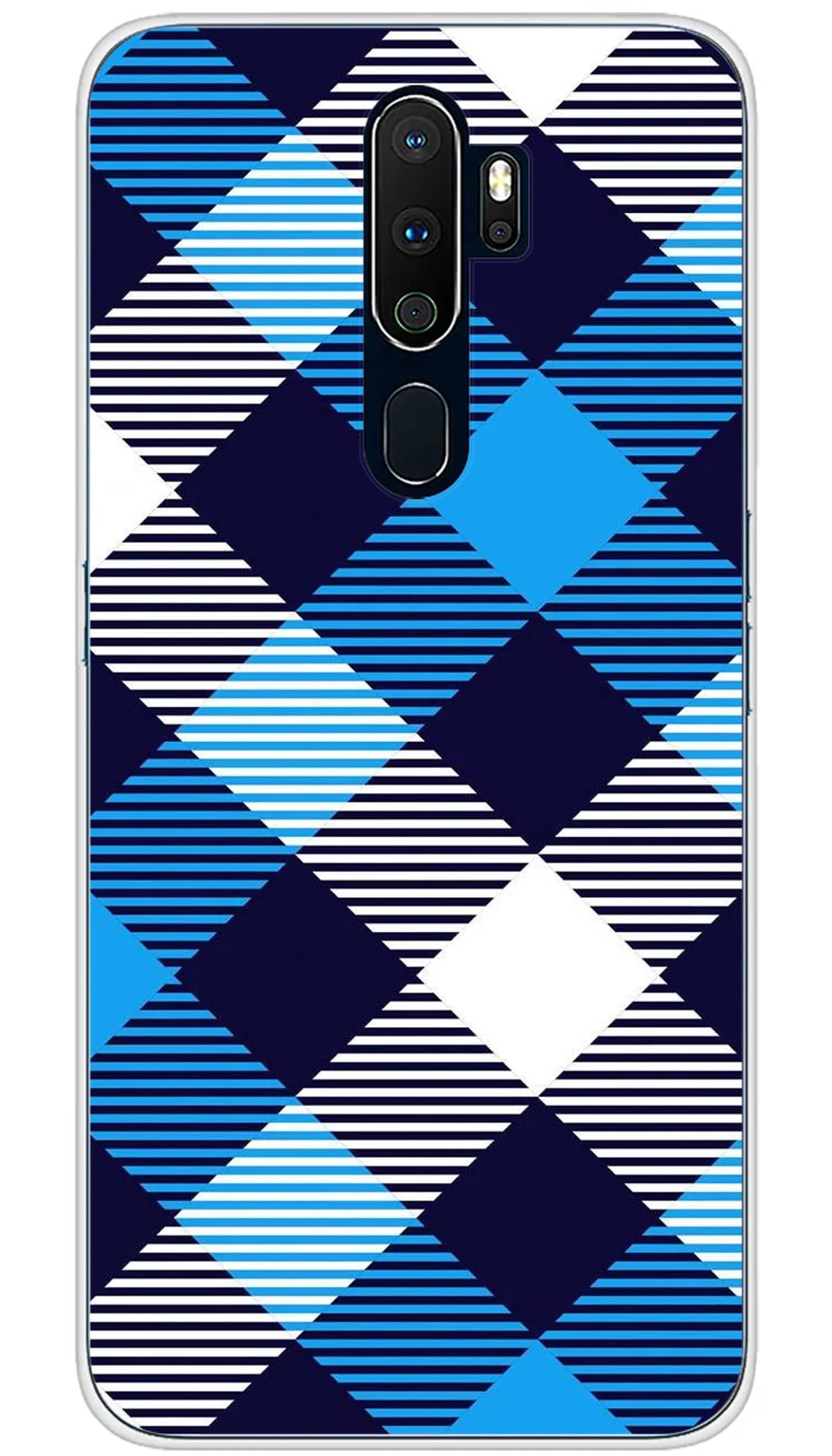 Coque Oppo Tartan Bleu - A5 2020