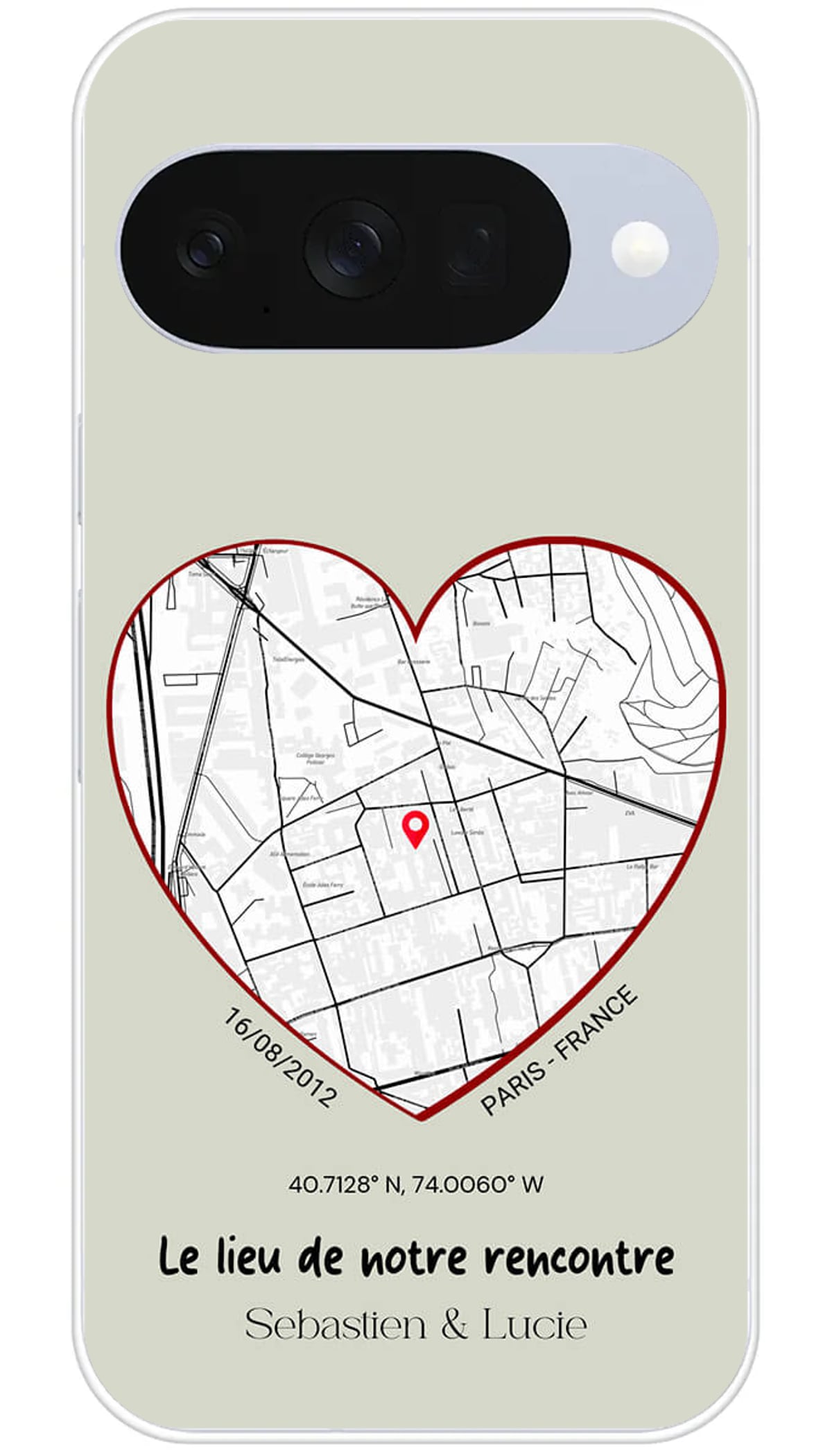 Coque personnalisée Google Map Coeur - Pixel 10