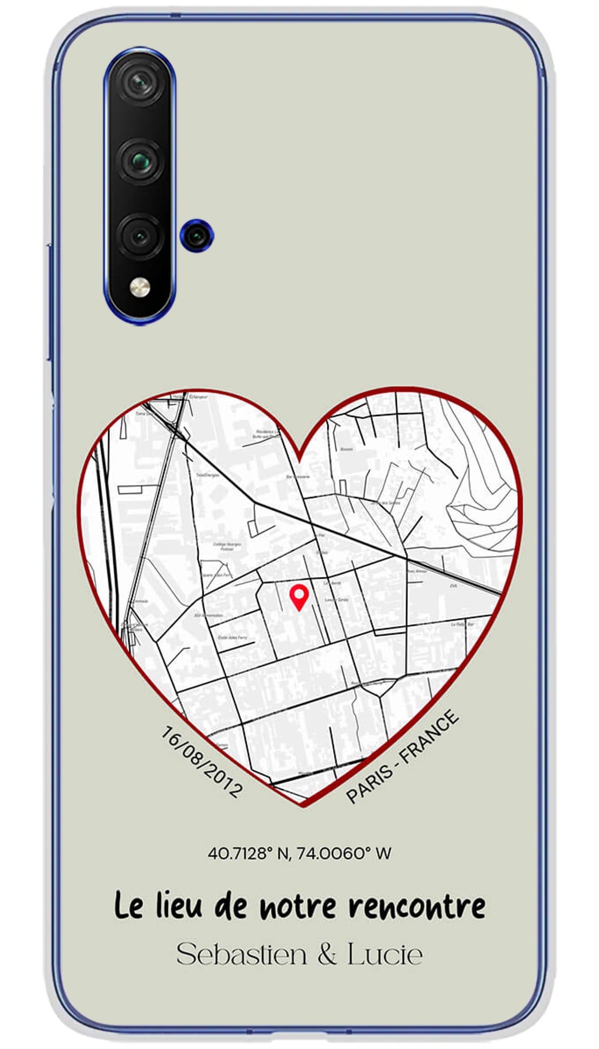 Coque personnalisée Huawei Map Coeur - Honor 20
