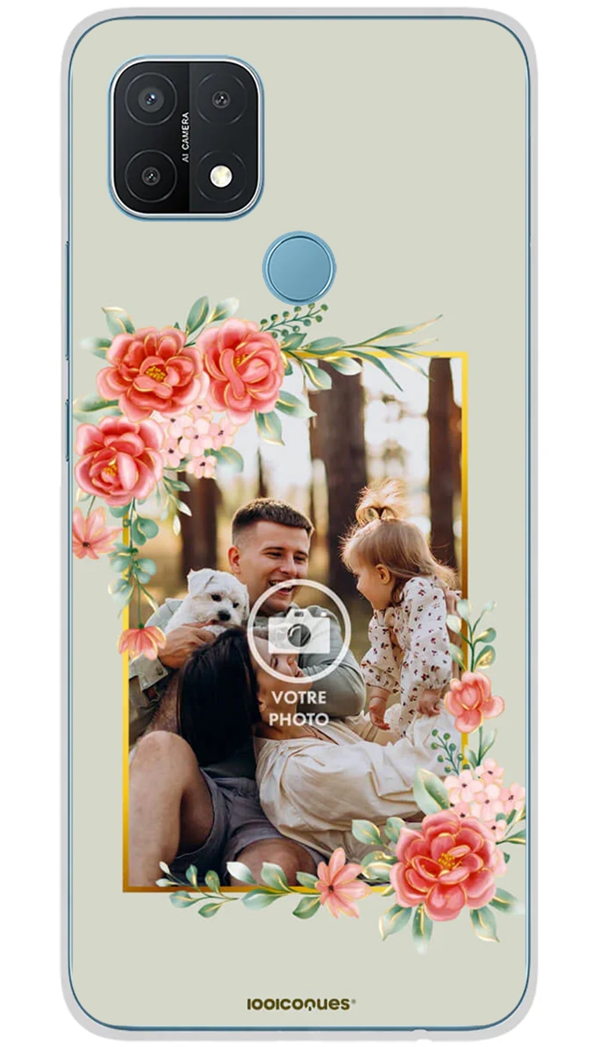 Coque personnalisée Oppo Cadre fleuri - A15