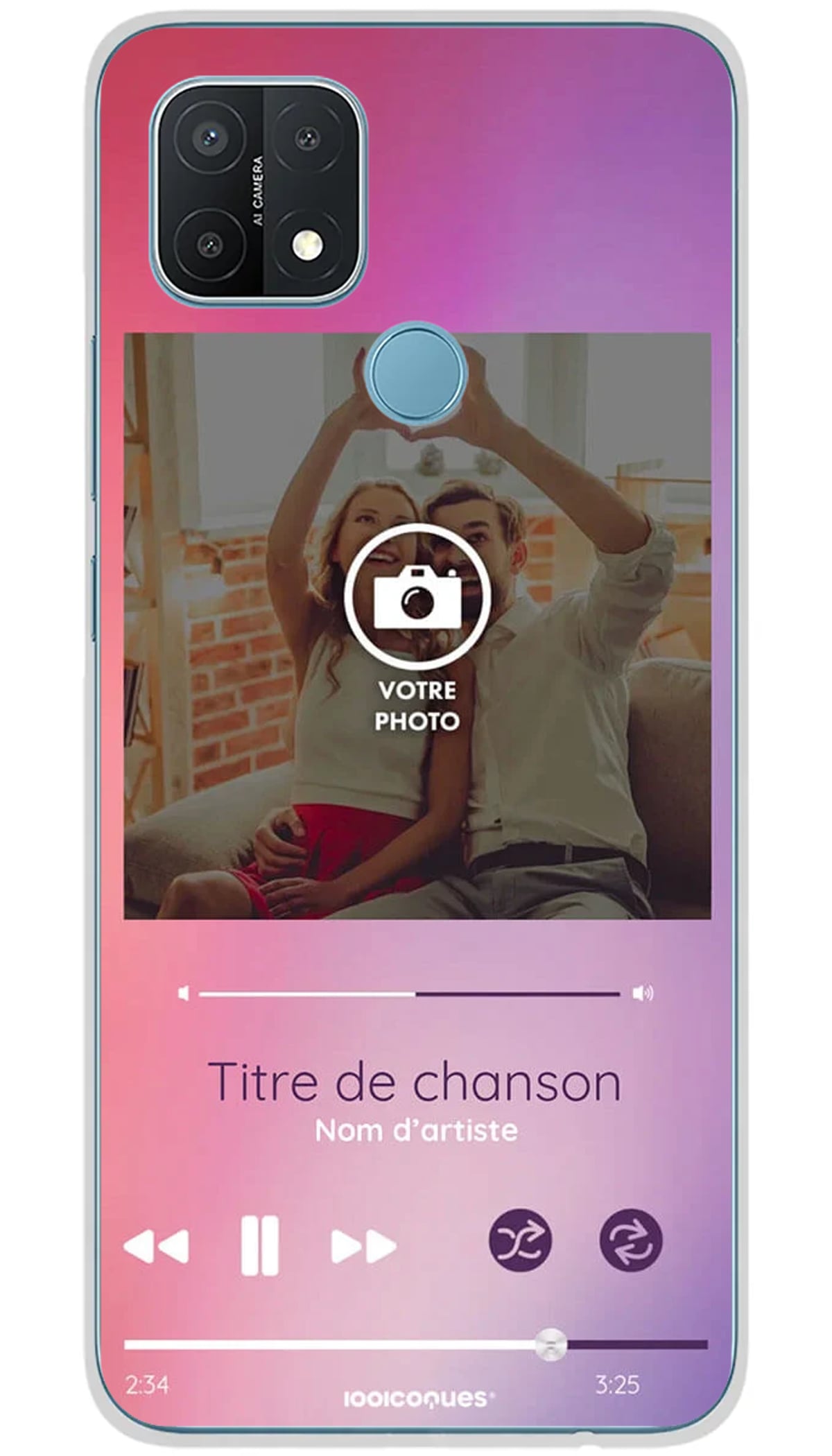 Coque personnalisée Oppo Lecteur Musique Dégradé - A15