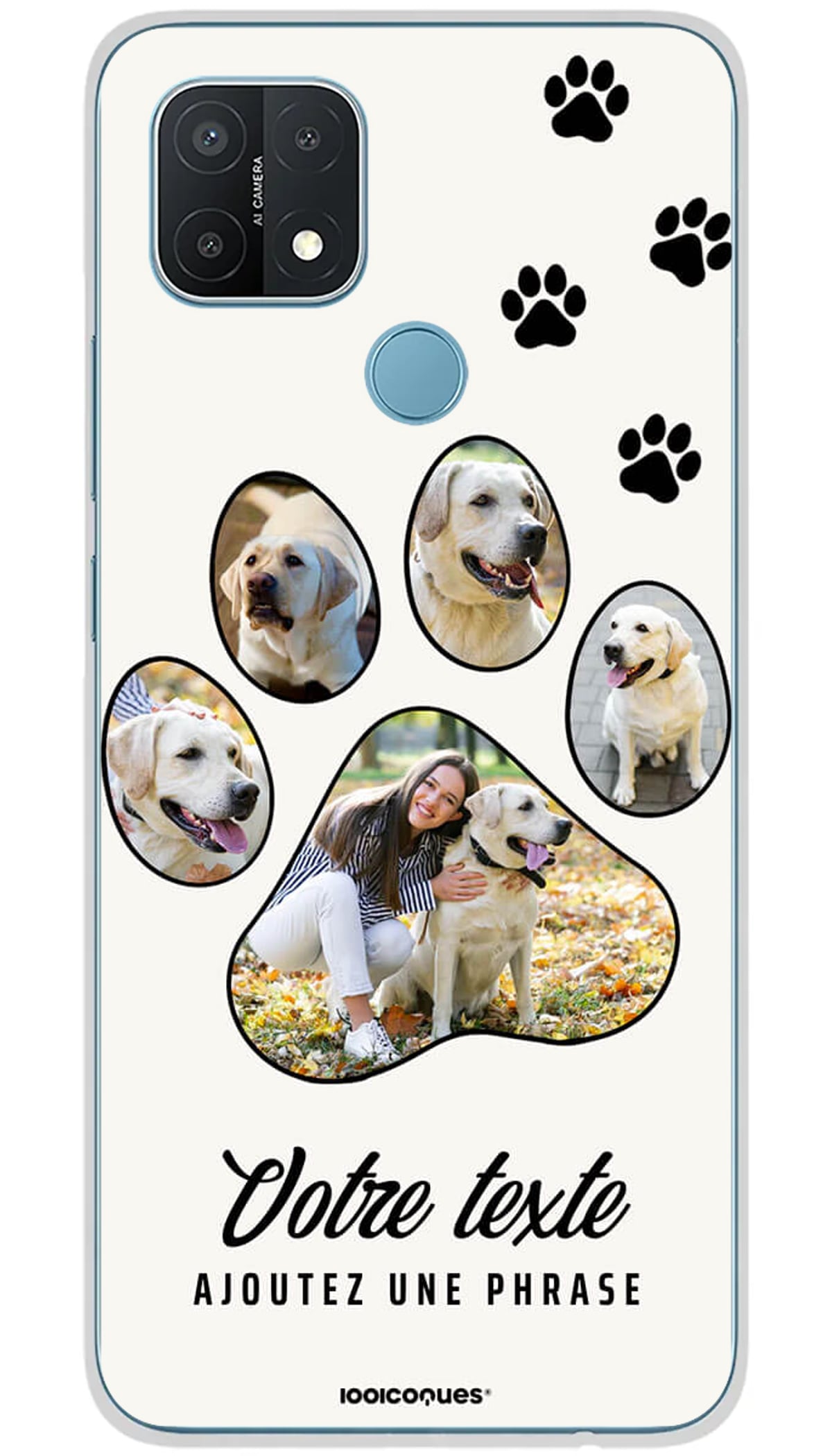 Coque personnalisée Oppo Pattes de Chiens - A15