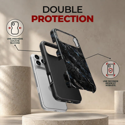 Coque Prestige Basalte, double protection : une première couche en silicone souple et une seconde coque rigide et robuste