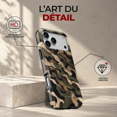 Coque Prestige Camo, l'art du détail : impression haute définition et finition prestige