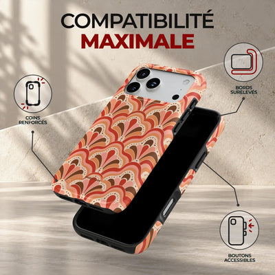 Coque Prestige Corail, compatibilité maximale : coins renforcés, bords surélevés et boutons accessibles