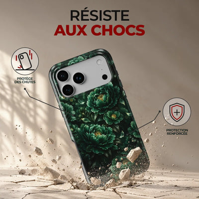 Coque Prestige Émeraude, résiste aux chocs : protège des chutes, protection renforcée