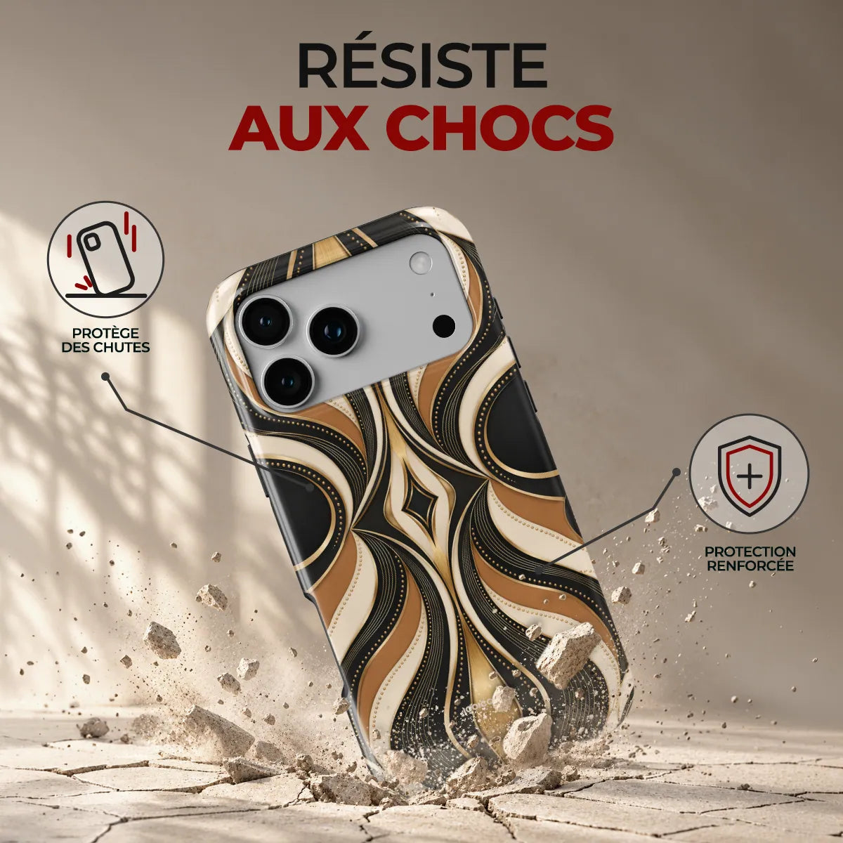 Coque Prestige Gatsby, résiste aux chocs : protège des chutes, protection renforcée