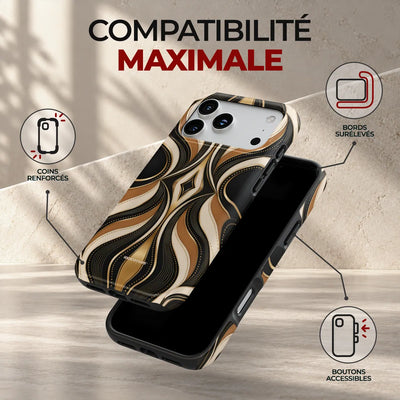Coque Prestige Gatsby, compatibilité maximale : coins renforcés, bords surélevés et boutons accessibles