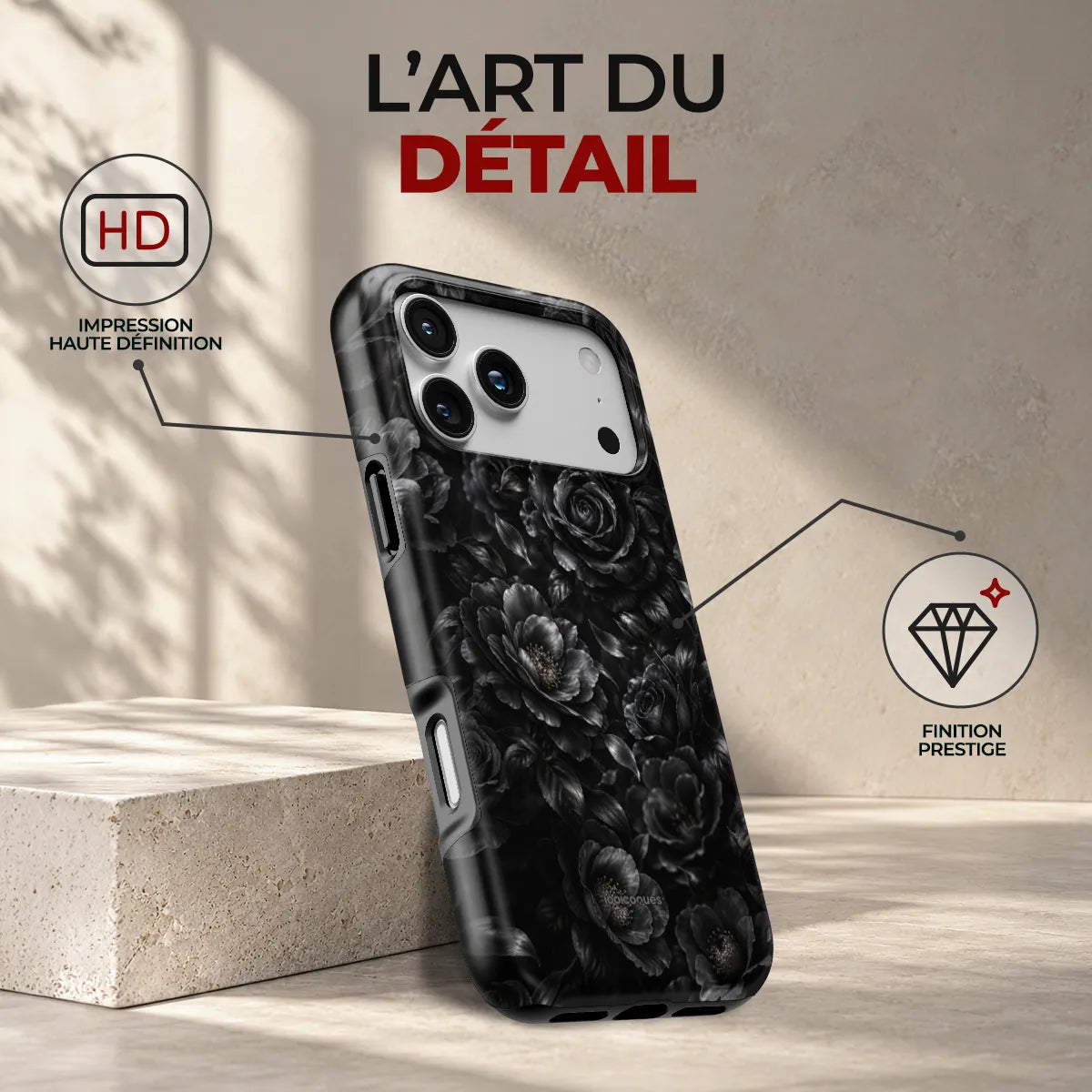 Coque Prestige Minuit, l'art du détail : impression haute définition et finition prestige