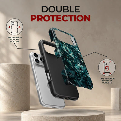 Coque Prestige Pétrole, double protection : une première couche en silicone souple et une seconde coque rigide et robuste