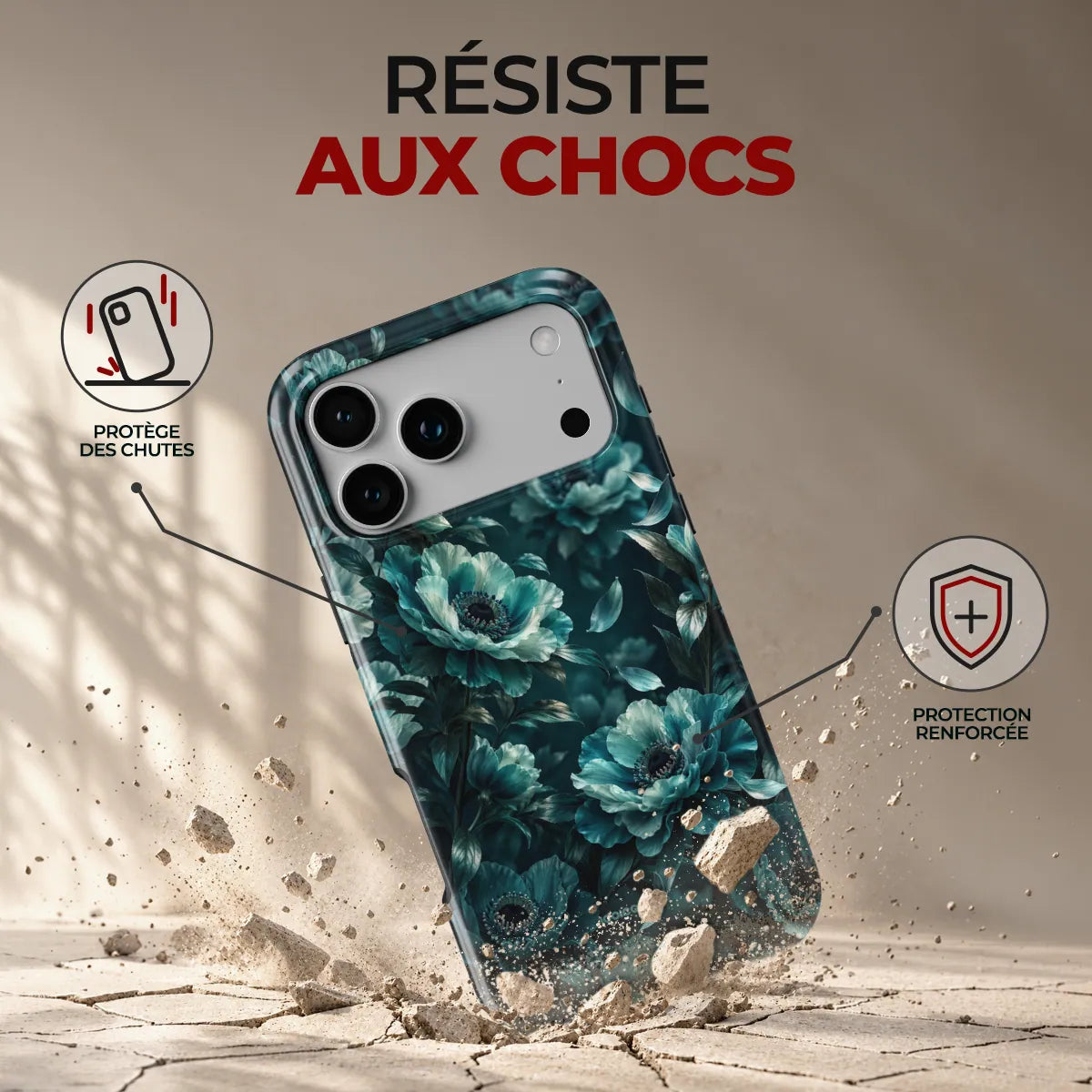 Coque Prestige Pétrole, résiste aux chocs : protège des chutes, protection renforcée