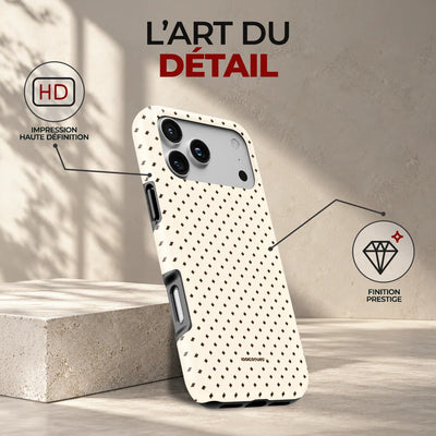 Coque Prestige Pois Crème, l'art du détail : impression haute définition et finition prestige