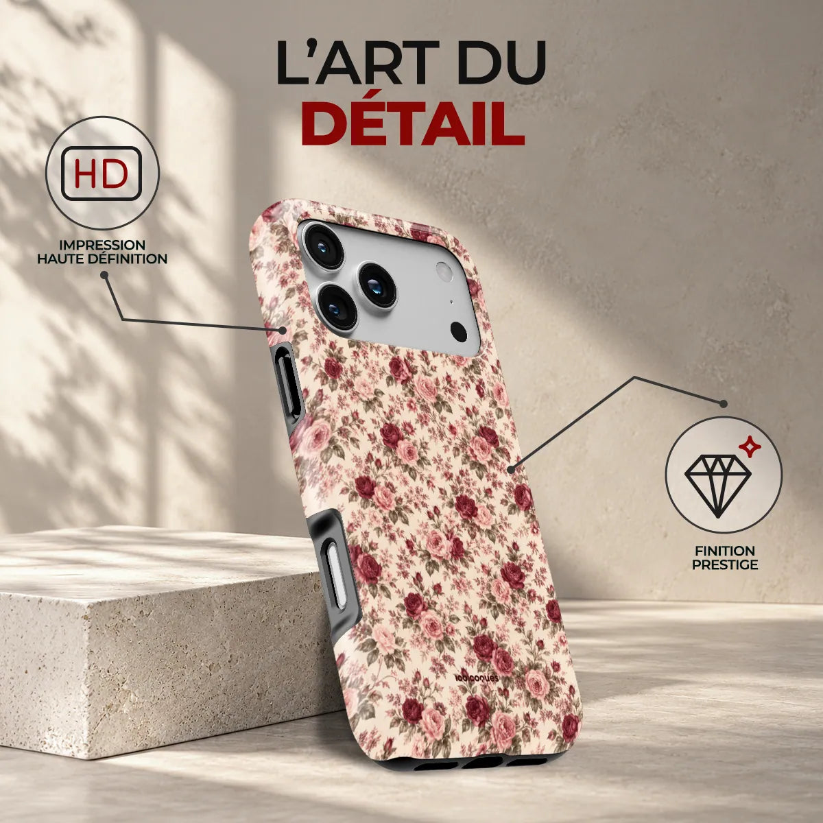 Coque Prestige Roseraie, l'art du détail : impression haute définition et finition prestige