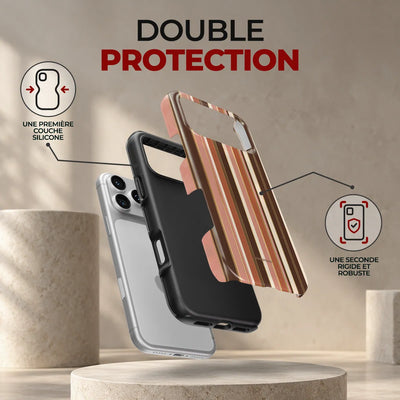 Coque Prestige Terracotta, double protection : une première couche en silicone souple et une seconde coque rigide et robuste