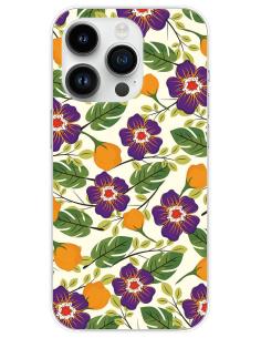 Coque en silicone imprimée Fleurs Violettes pour Apple iPhone 15 Pro