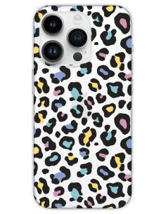 Coque en silicone imprimée Léopard coloré pour Apple iPhone 15 Pro